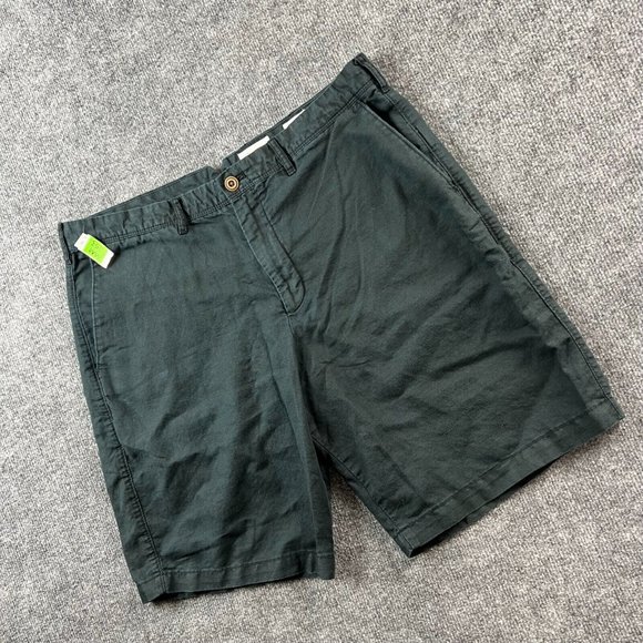 Gap Shorts Adult 36 Black Flat Front Chino Linen Cotton Mens 10" Inseam - Picture 2 of 11